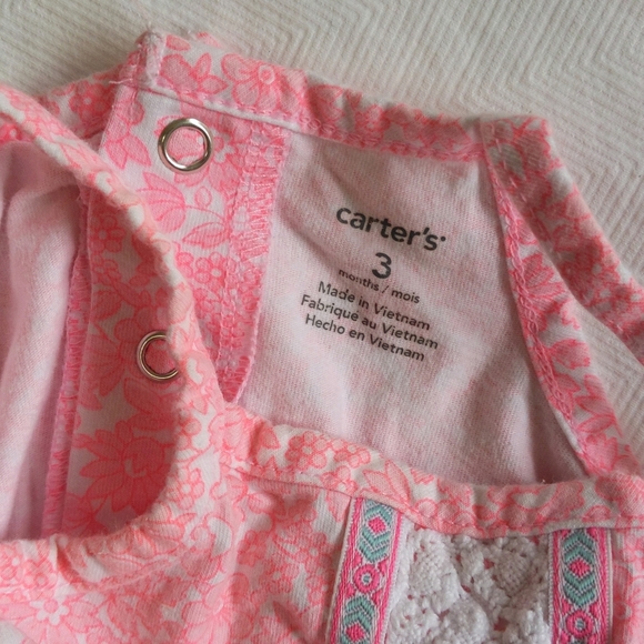 carter's boho pink floral romper playsuit 3 months baby girl - Picture 5 of 5